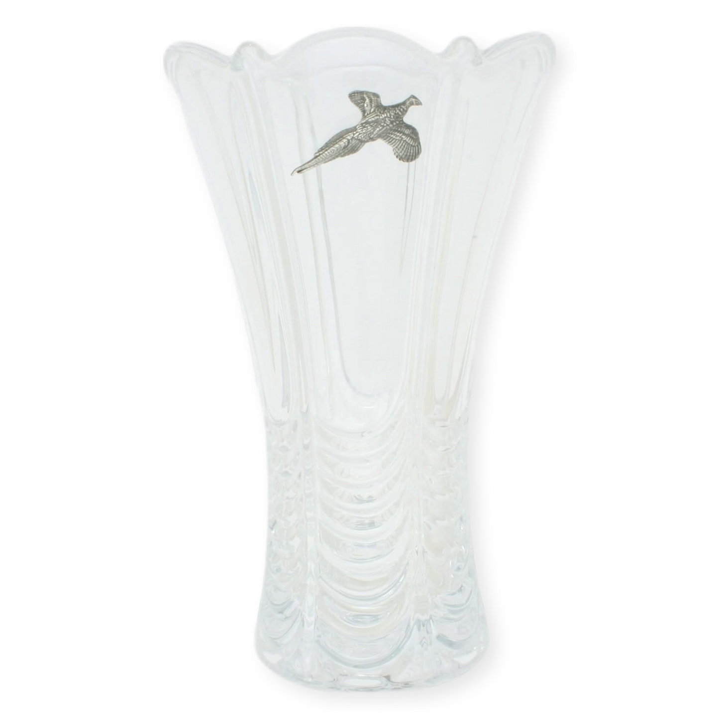 Woodland Animals Cut Crystal Glass Fluted Flower Vase