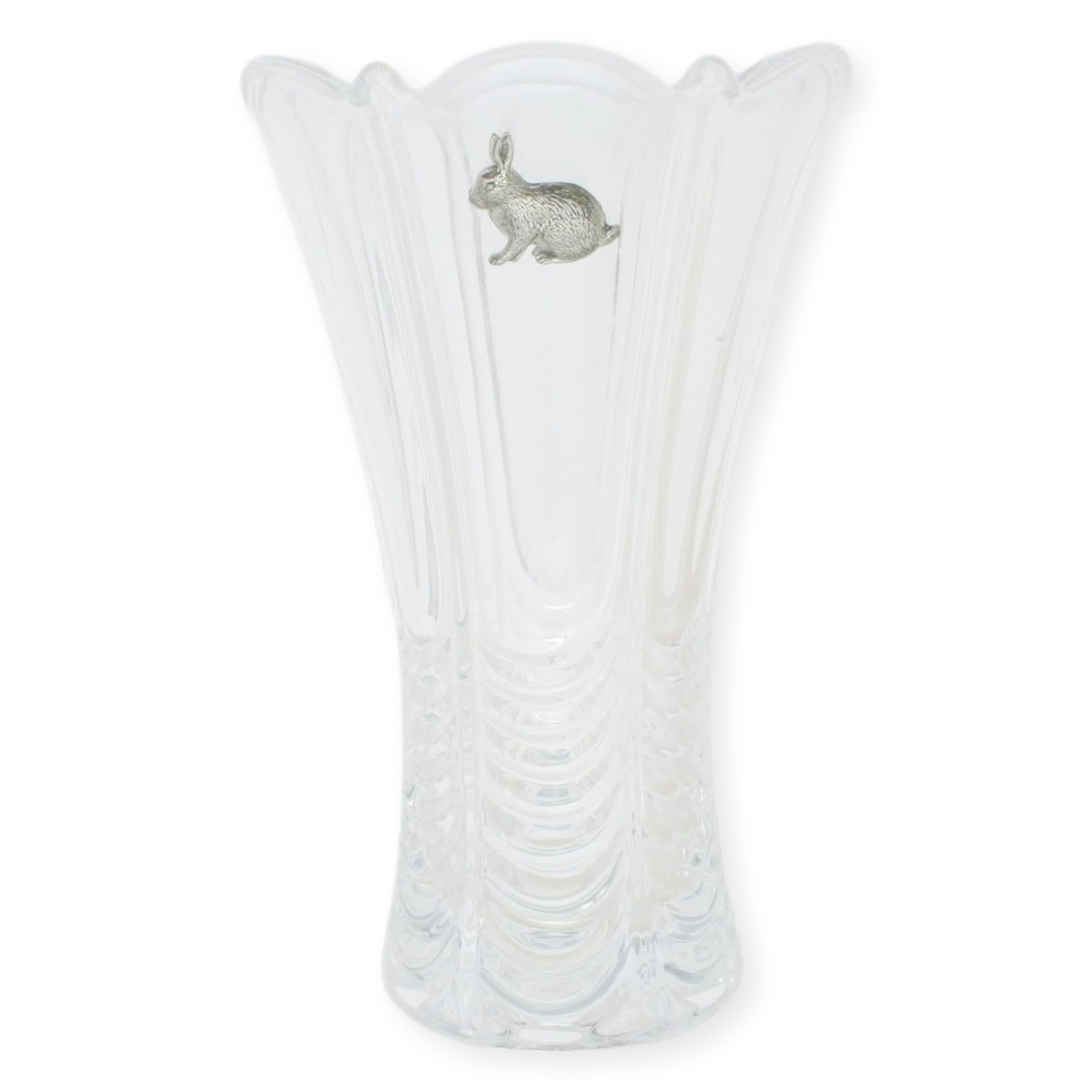 Woodland Animals Cut Crystal Glass Fluted Flower Vase