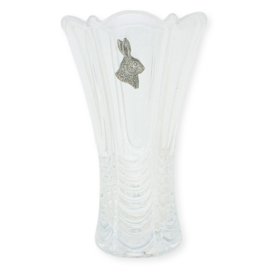 Woodland Animals Cut Crystal Glass Fluted Flower Vase