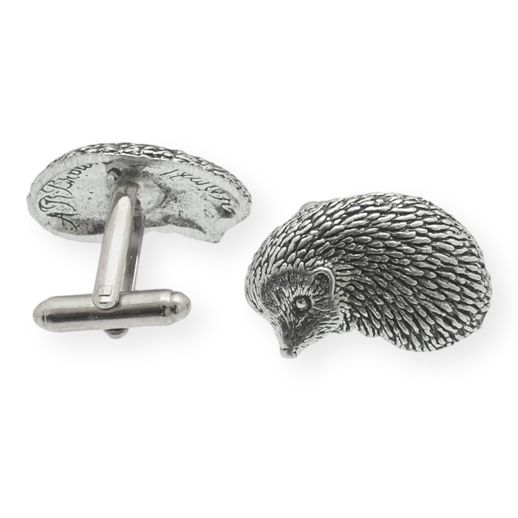 Hedgehog Pair of Pewter Cufflinks In Gift Box