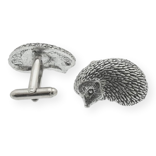 Hedgehog Pair of Pewter Cufflinks In Gift Box
