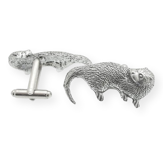 Otter Set of English Pewter Cufflinks In Gift Box