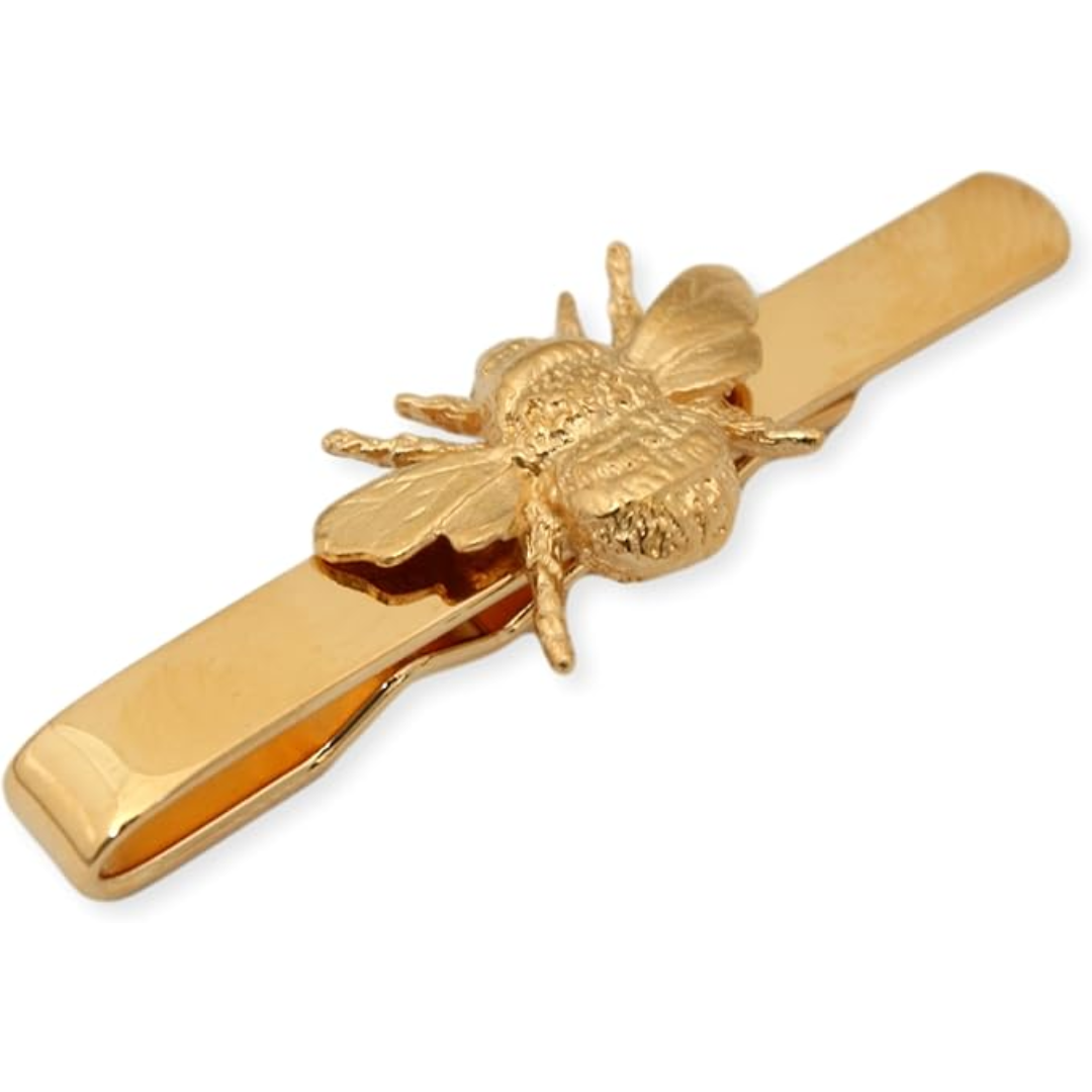 Bee Gold Plated Cufflinks & Tie Clip Set