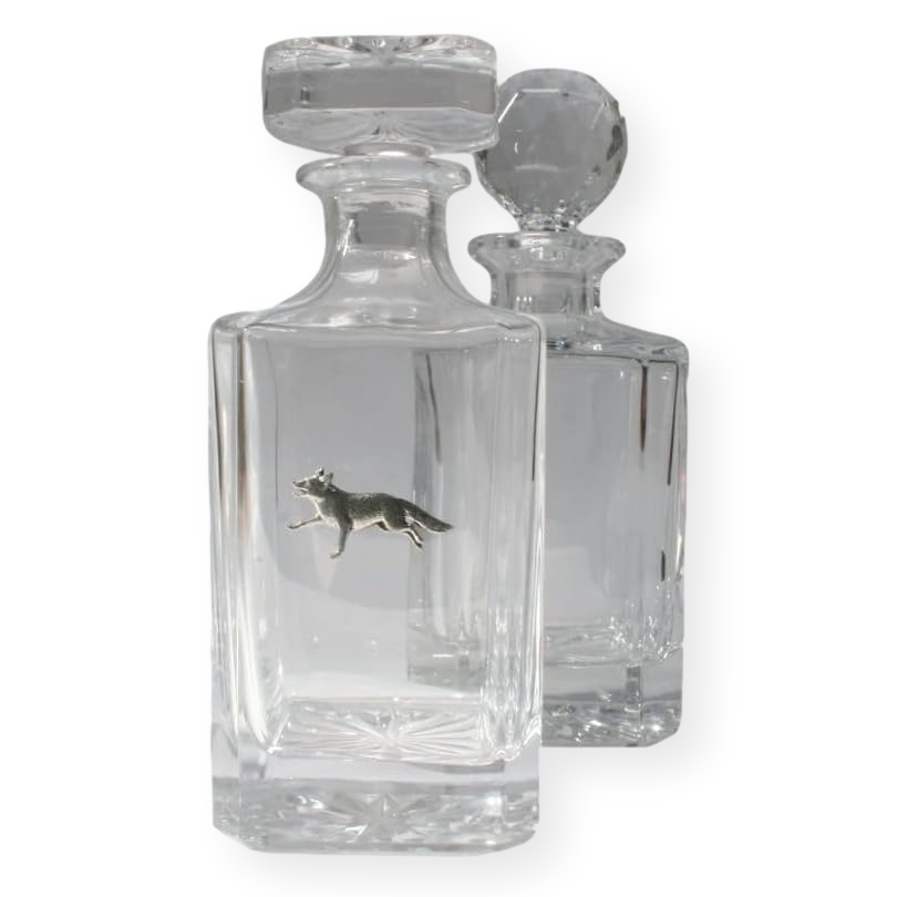 Woodland Animals Glass Decanter Golf Ball & Square Style Stoppers