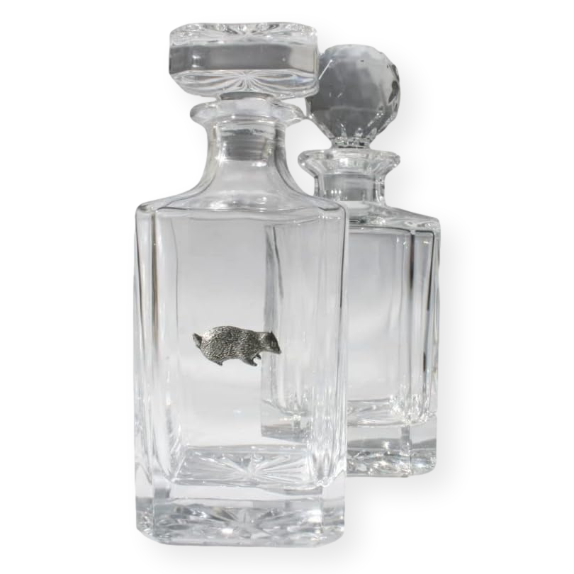 Woodland Animals Glass Decanter Golf Ball & Square Style Stoppers