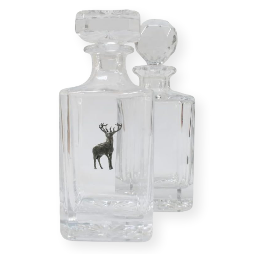 Woodland Animals Glass Decanter Golf Ball & Square Style Stoppers