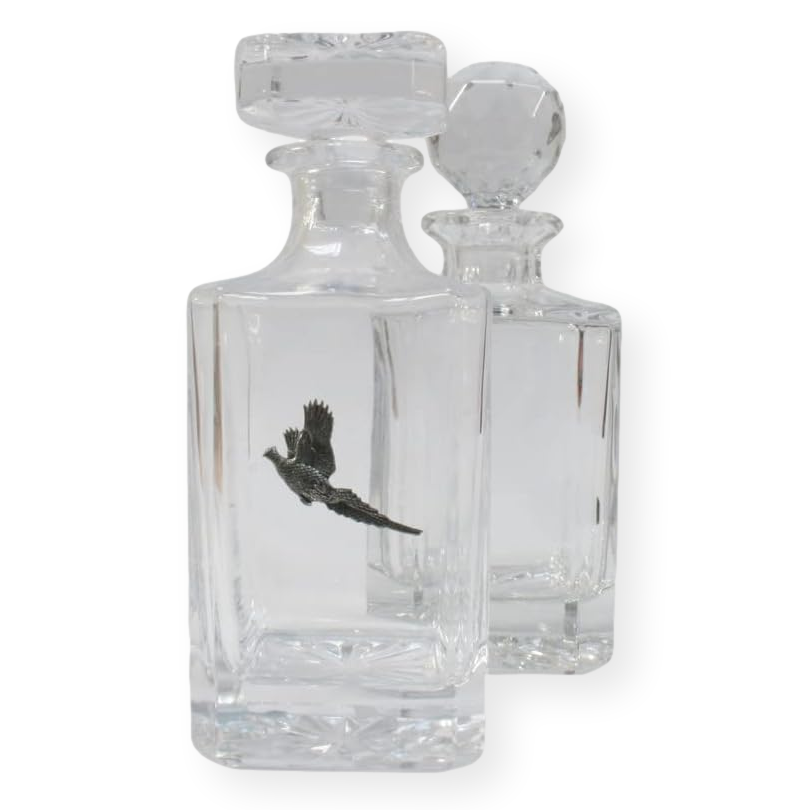 Woodland Animals Glass Decanter Golf Ball & Square Style Stoppers