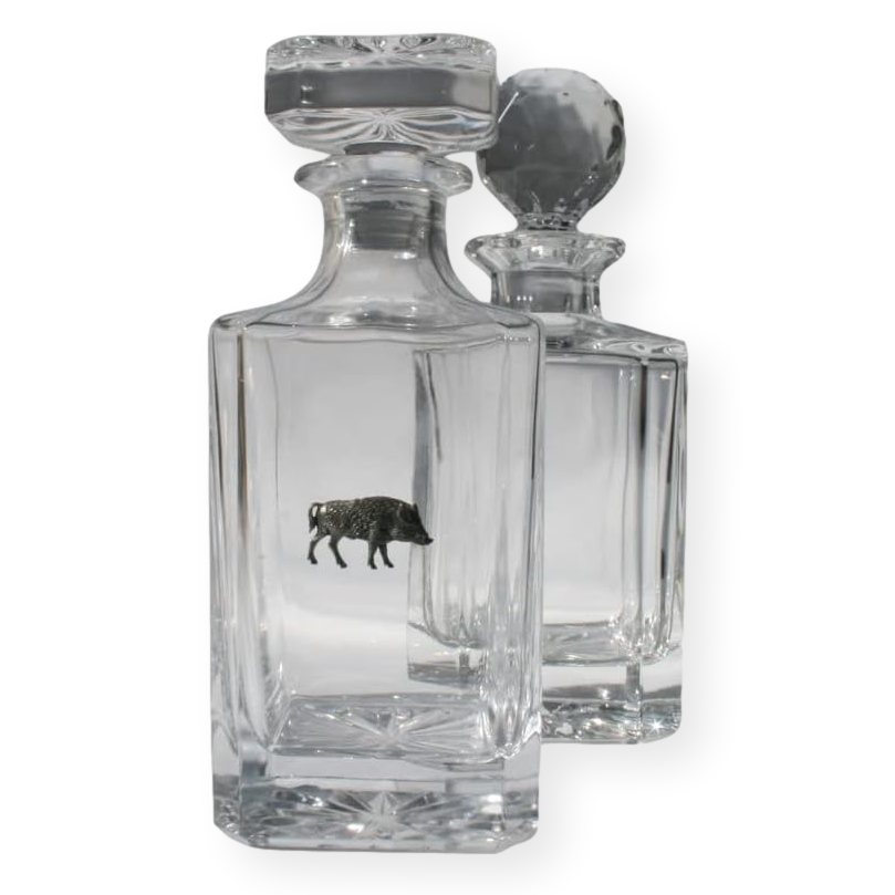 Woodland Animals Glass Decanter Golf Ball & Square Style Stoppers