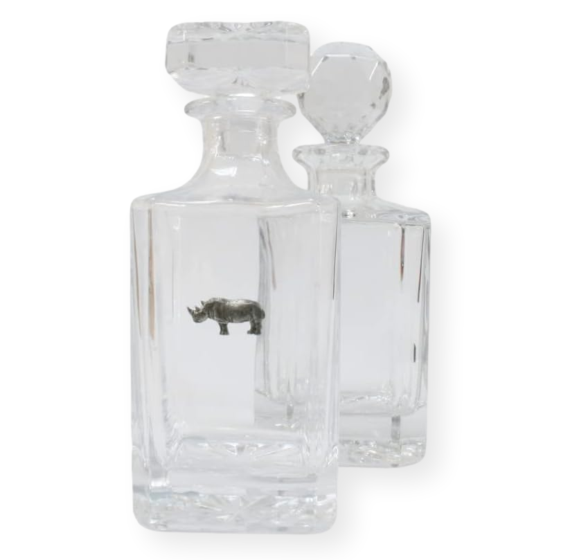 Safari Animals Cut Crystal Glass Decanters