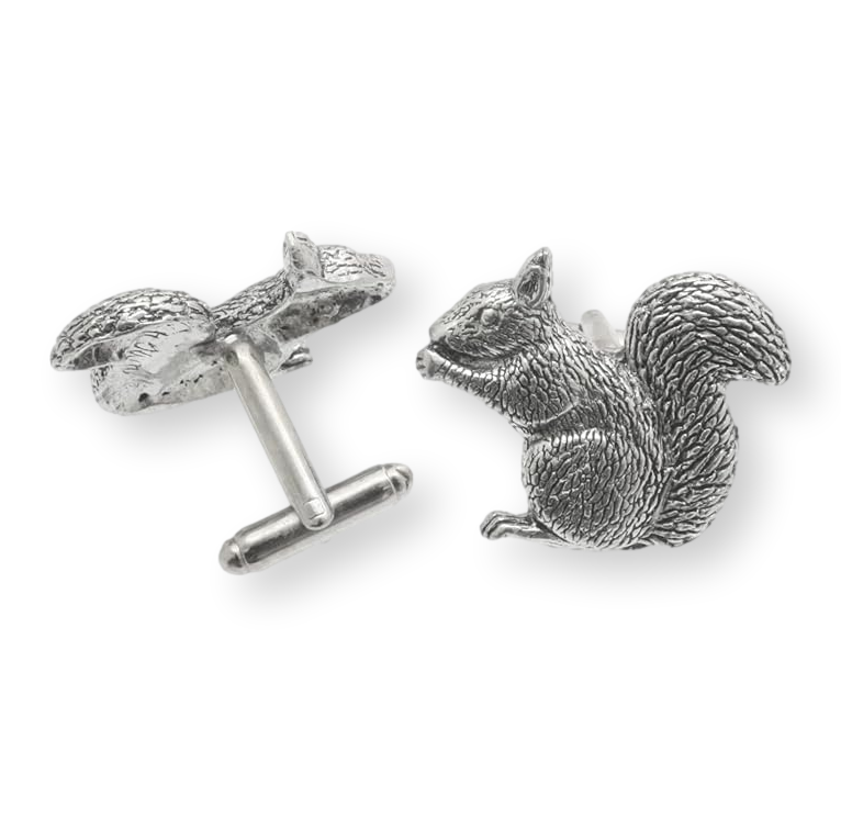 Squirrel Set of English Pewter Cufflinks in a Gift Box