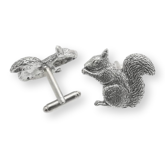 Squirrel Set of English Pewter Cufflinks in a Gift Box