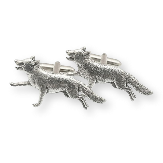 Red Fox English Pewter Cufflinks Set with Gift Box