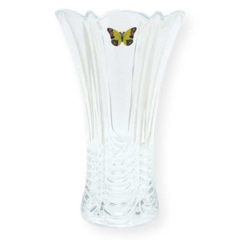 Bee's and Butterflies Glass Fluted Flower Vase