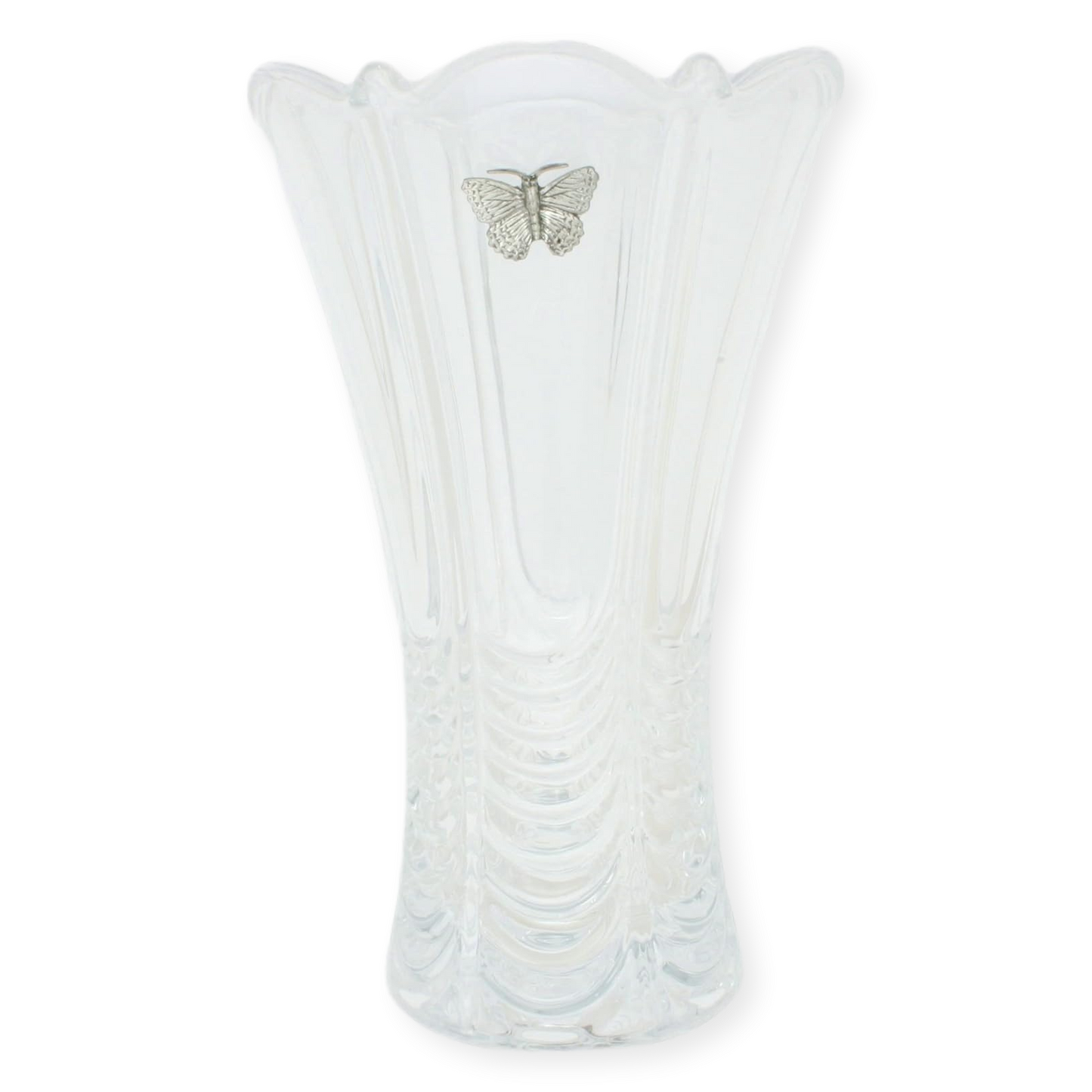 Bee's and Butterflies Glass Fluted Flower Vase
