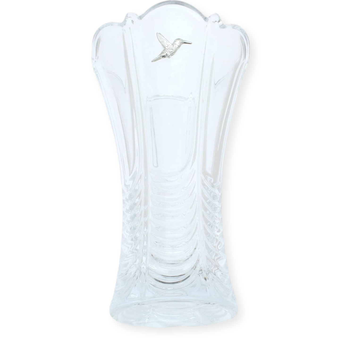 Birds Cut Crystal Glass Fluted Flower Vase