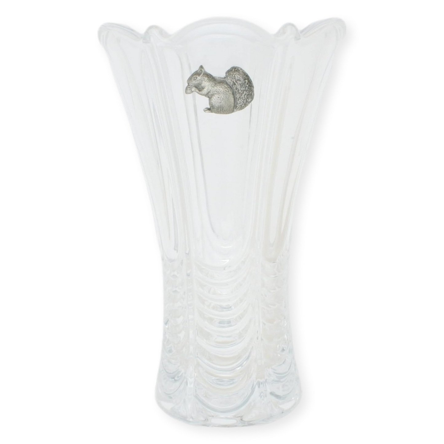 Woodland Animals Cut Crystal Glass Fluted Flower Vase