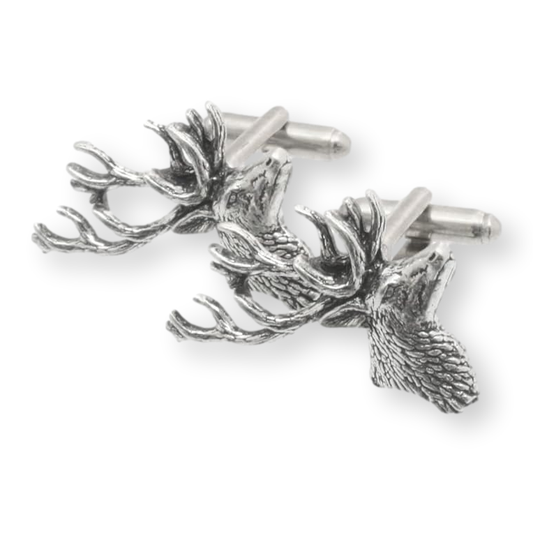 Stag Head Gift Boxed English Pewter Cufflinks Set