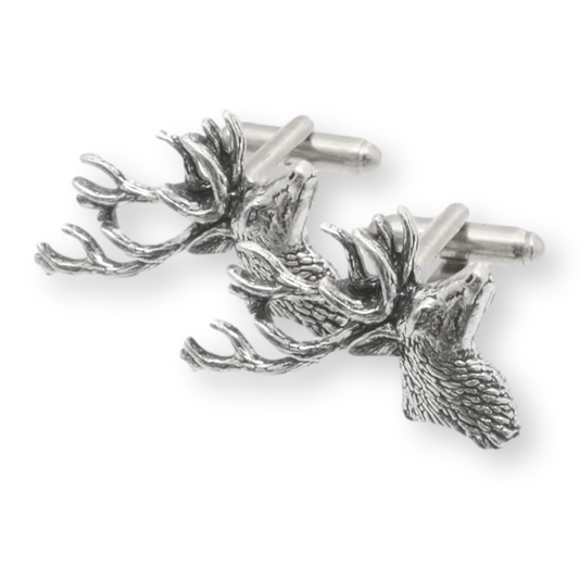 Stag Head Gift Boxed English Pewter Cufflinks Set