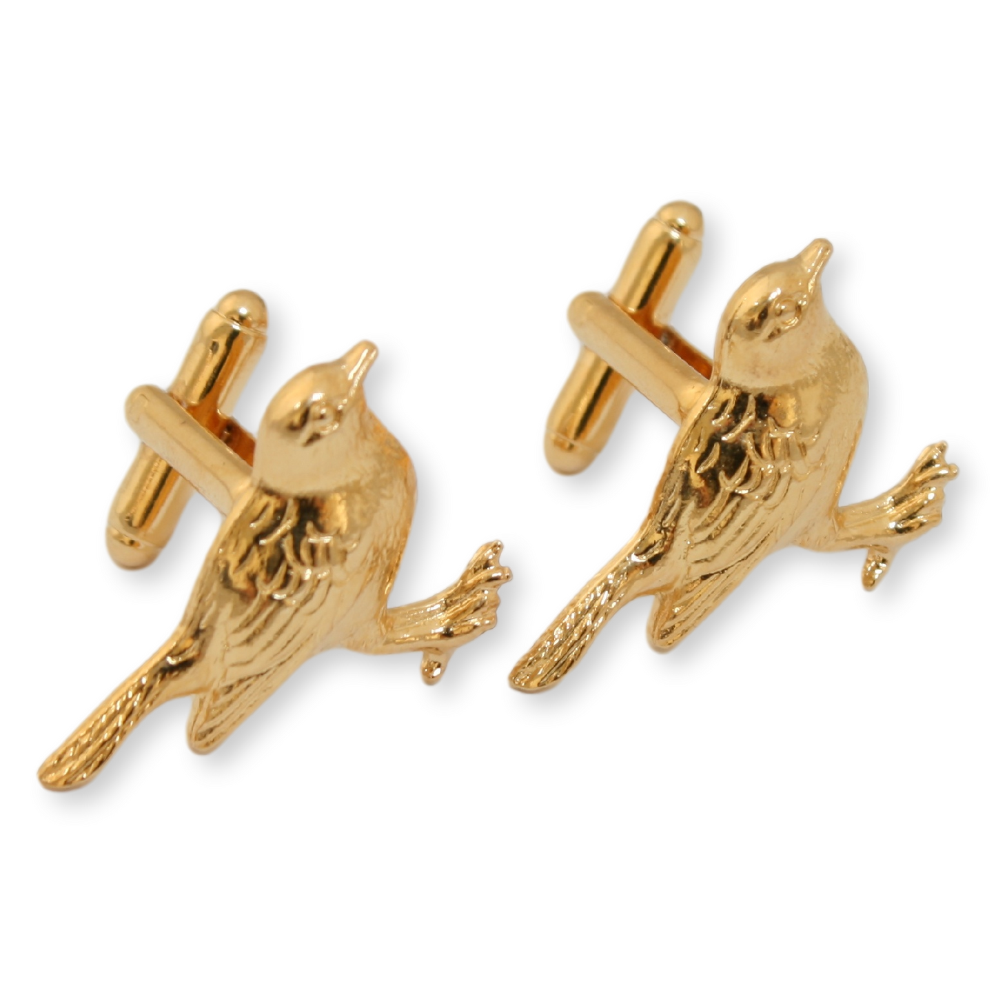 Robin Bird Gold Plated Cufflinks With Engraving Option Gift Boxed