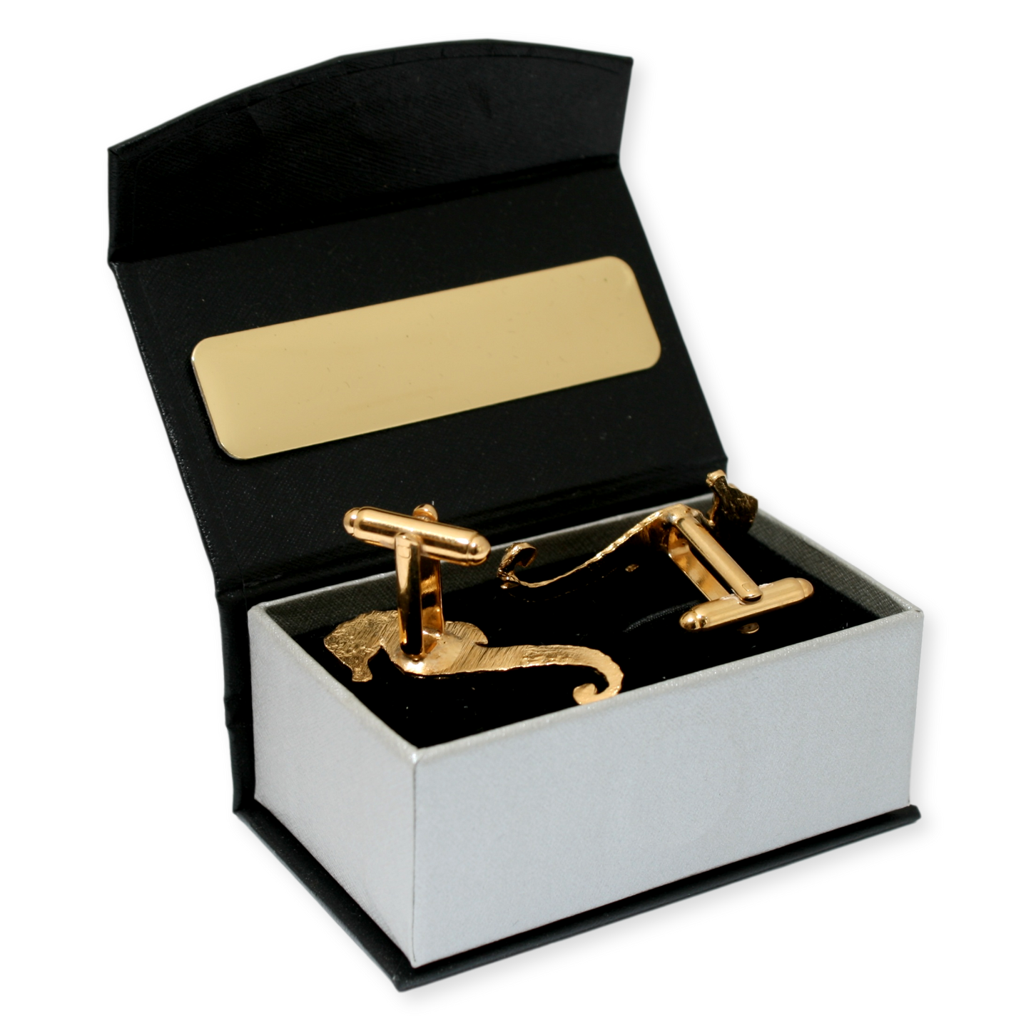 Sea Horse Gold Plated Cufflinks With Engraved Gift Box