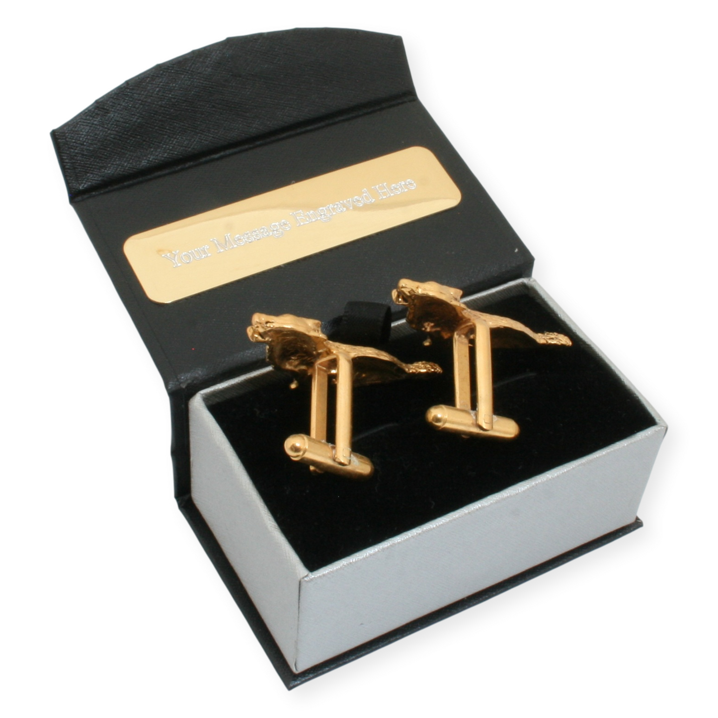 Pair Of Wolf Gold Plated Cufflinks With Engraving Option