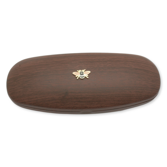 Bee Glasses Case Wood Effect Hard Case Men & Women Eye Protection Engraved Gift