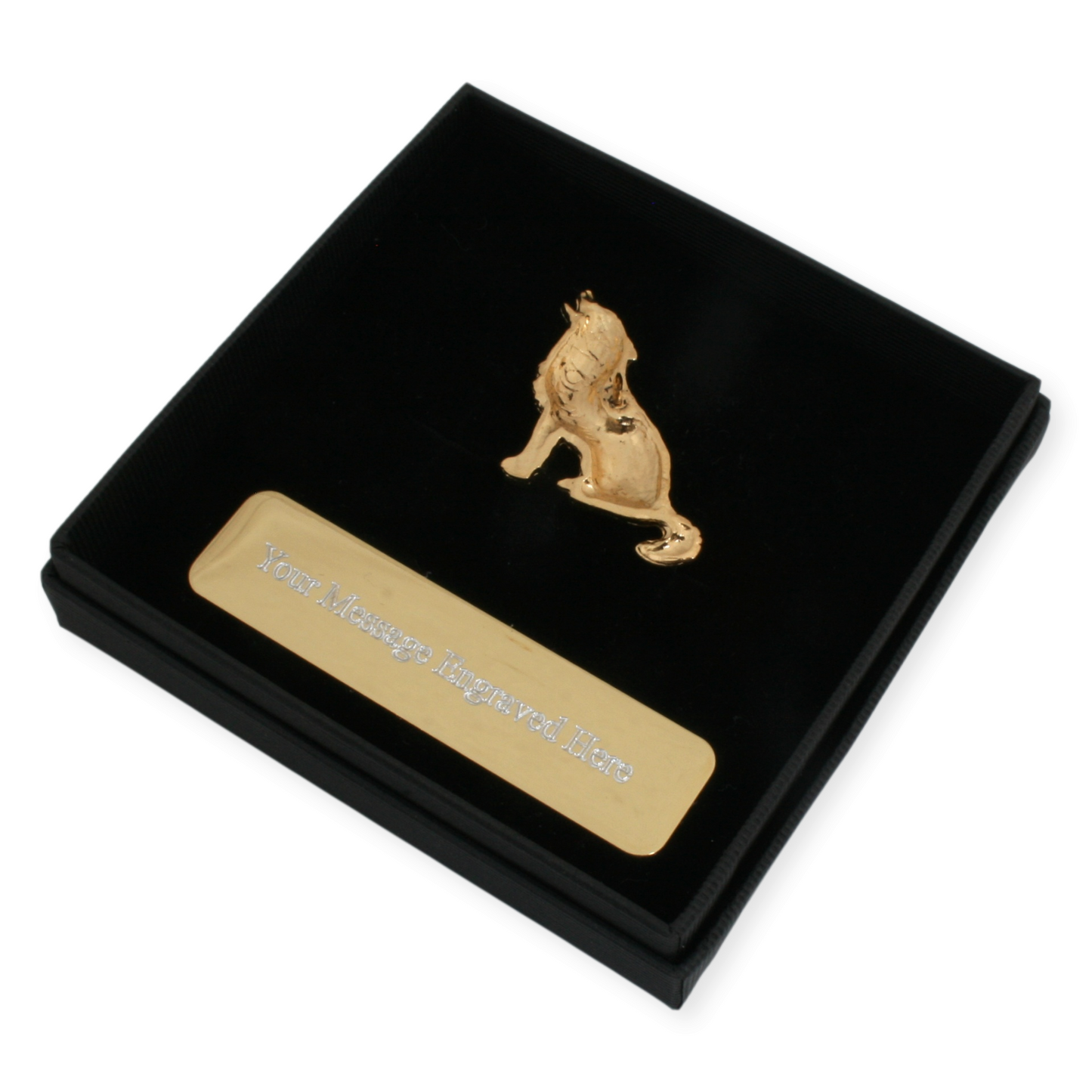 Gold Plated Wolf Lapel Pin Badge With Engraving Option