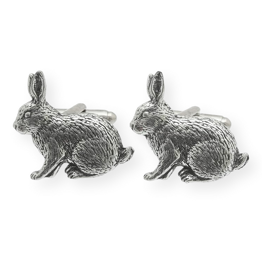 Rabbit Pair of Pewter Cufflinks In Gift Box