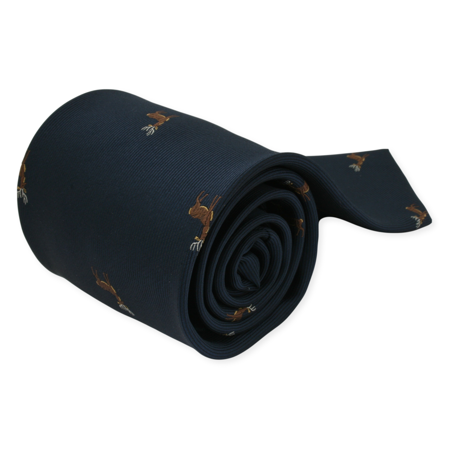 Navy Blue Stag Design Microfiber Neck Tie