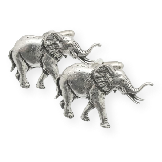 Elephant Pair of Cufflinks English Pewter Gift Boxed