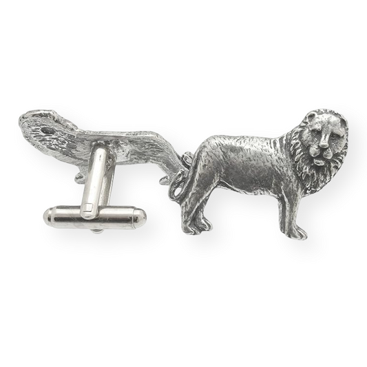 Lion Pair of English Pewter Cufflinks Gift Boxed