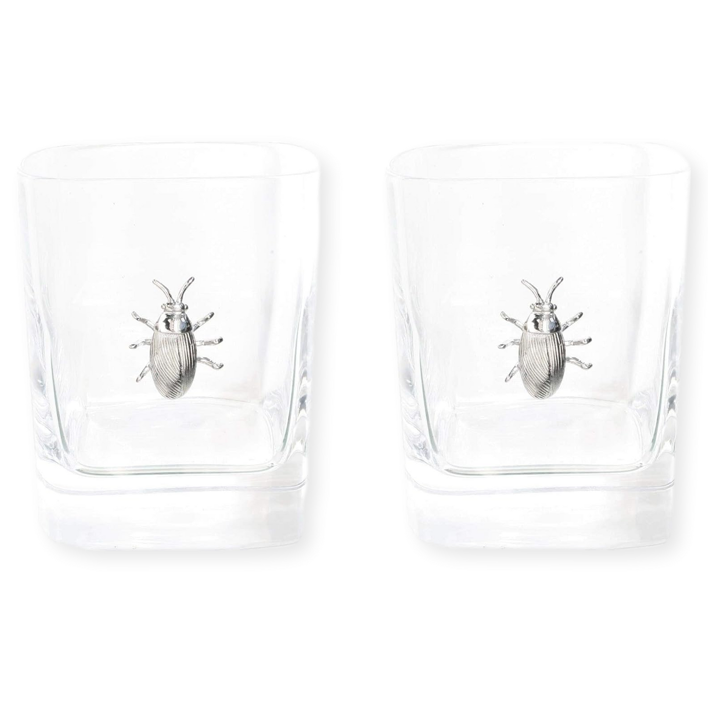 Insect Designed Pair of Glass Tumblers