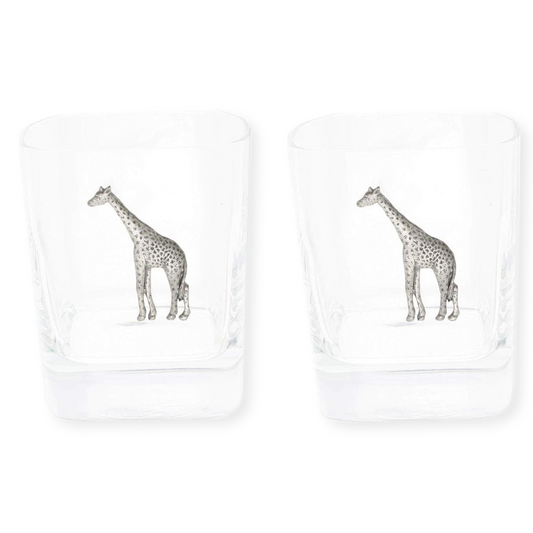 Safari Animals Pair of Glass Tumblers Gift Boxed