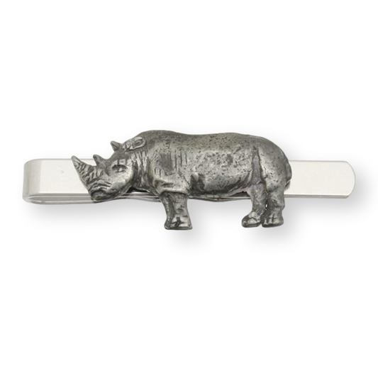 Rhino Tie Slide Pewter Motif With Stainless Steel Slide