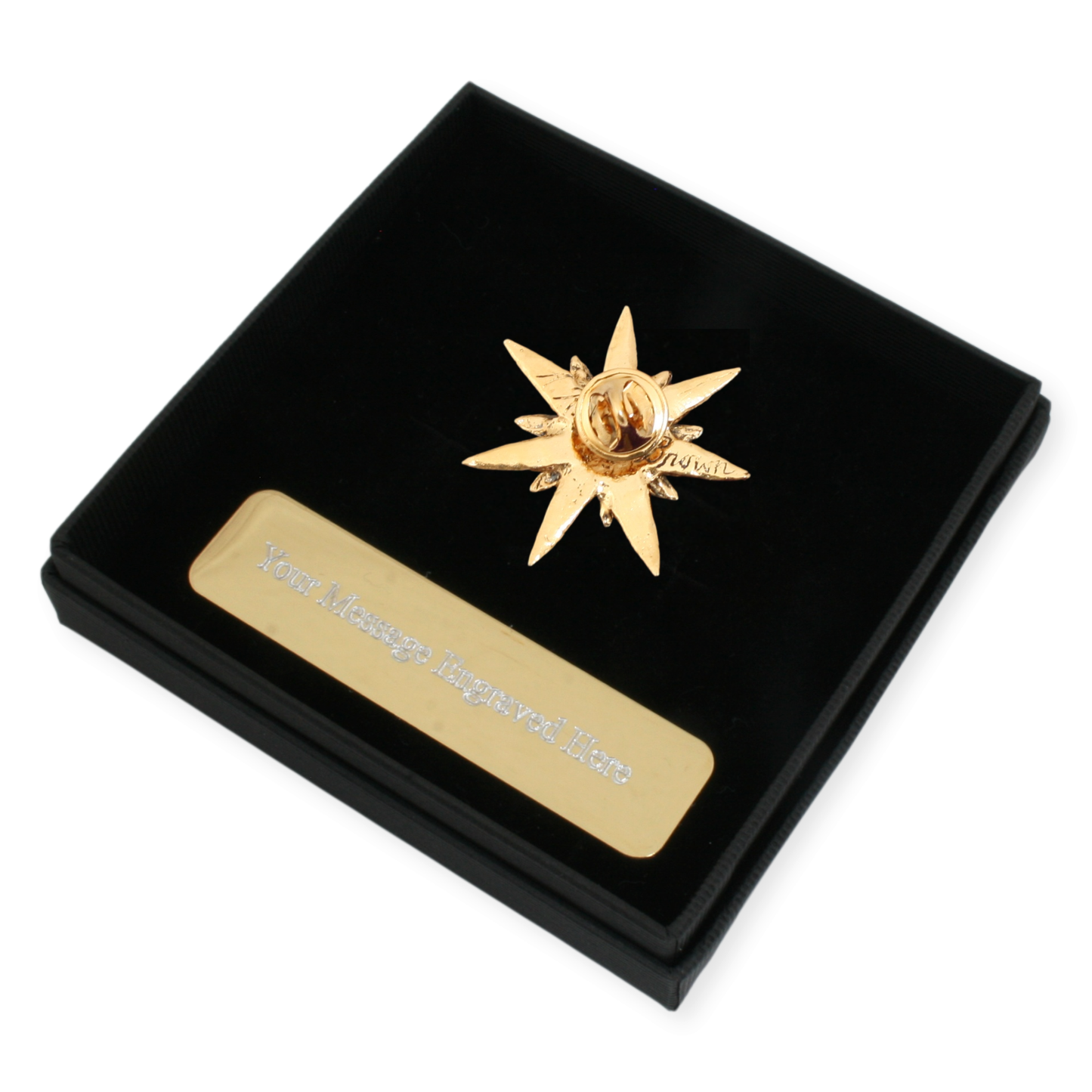 Edelweiss L Gold Plated Pin Badge Lapel & Engraving Option