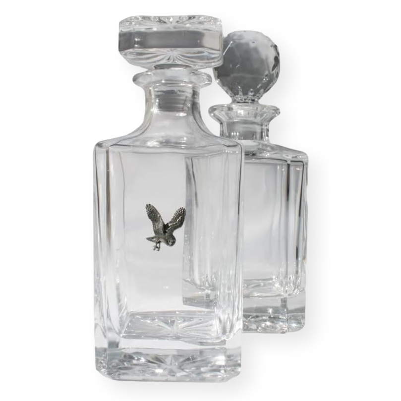 Birds Glass Decanter Golf Ball & Square Style Stoppers