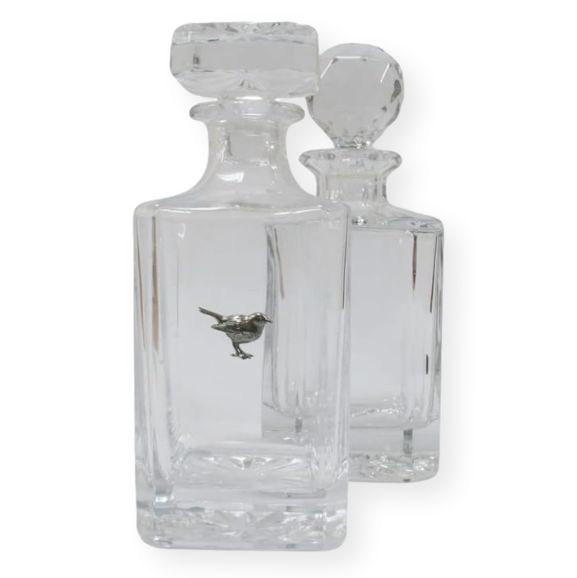 Birds Glass Decanter Golf Ball & Square Style Stoppers