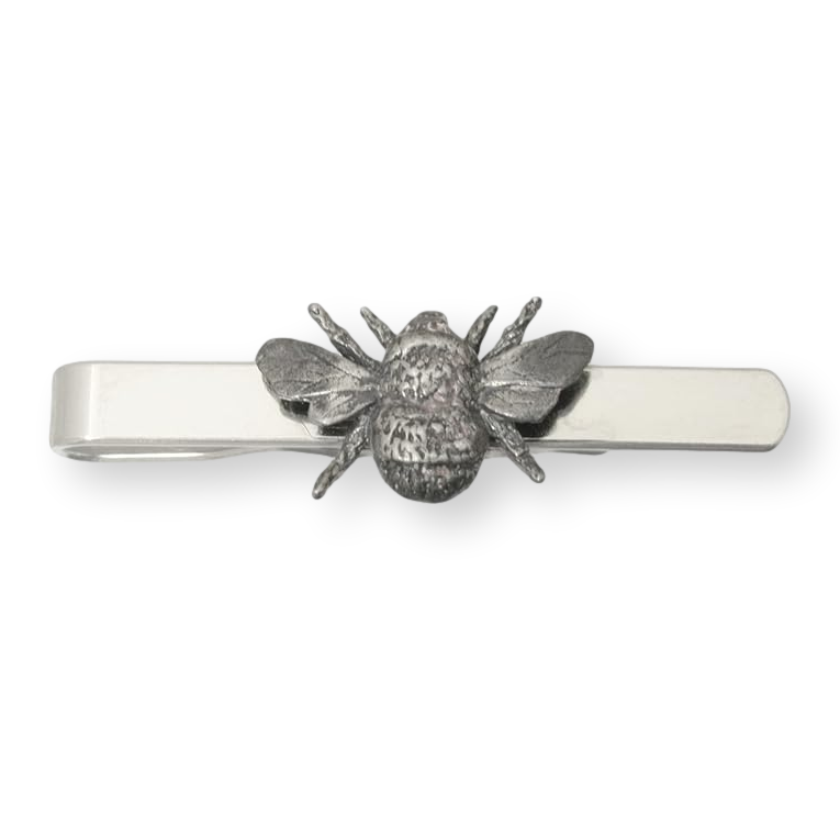 Bumble Bee Tie Slide Pewter Motif With Stainless Steel Slide