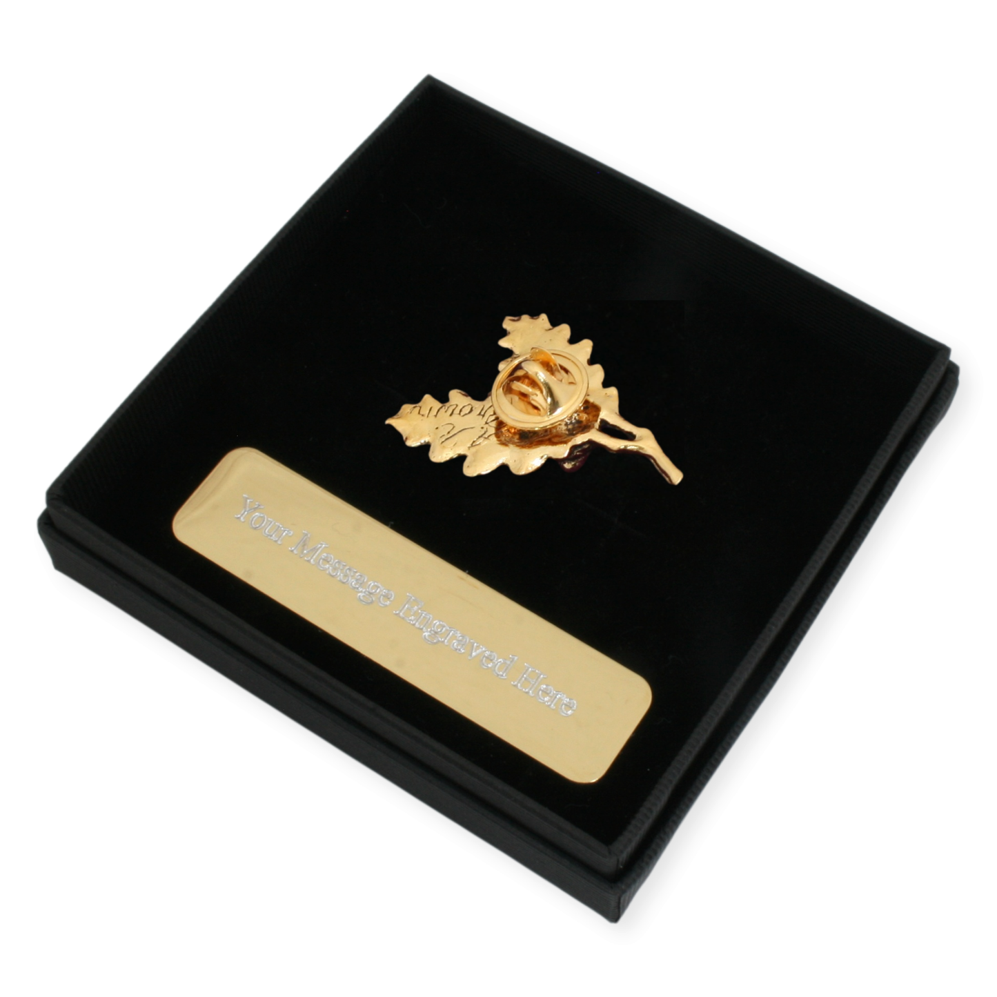 Oak Leaf Gold Plated Pin Badge Lapel & Engraving Option