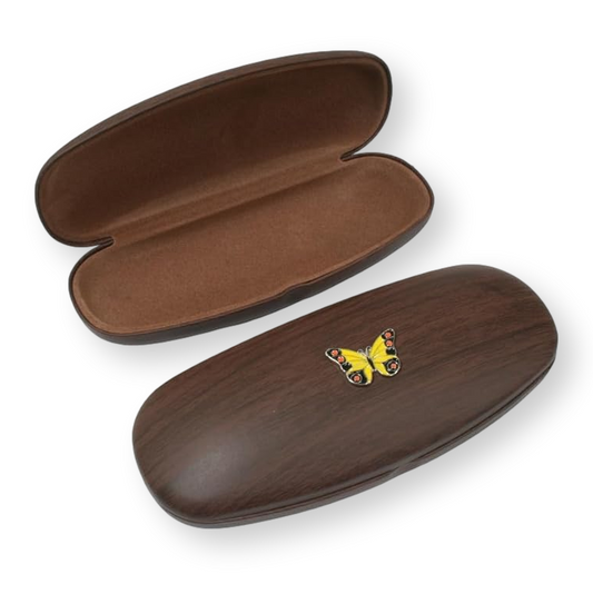 Butterfly Glasses Case Wood Effect Hard Case Men & Women Eye Protection Engraved Gift