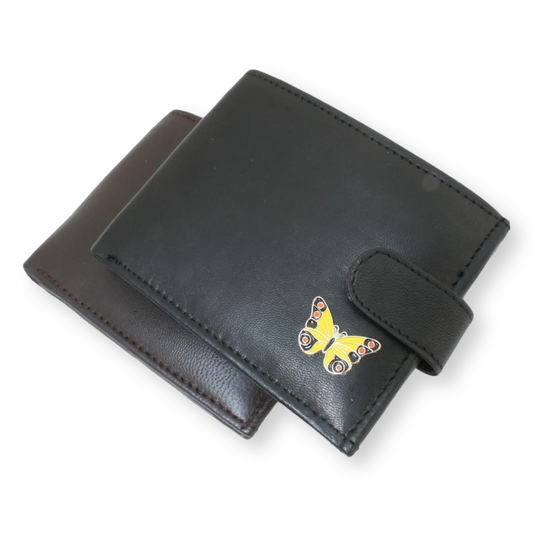 Butterfly Leather Wallet Brown or Black Wildlife Gift