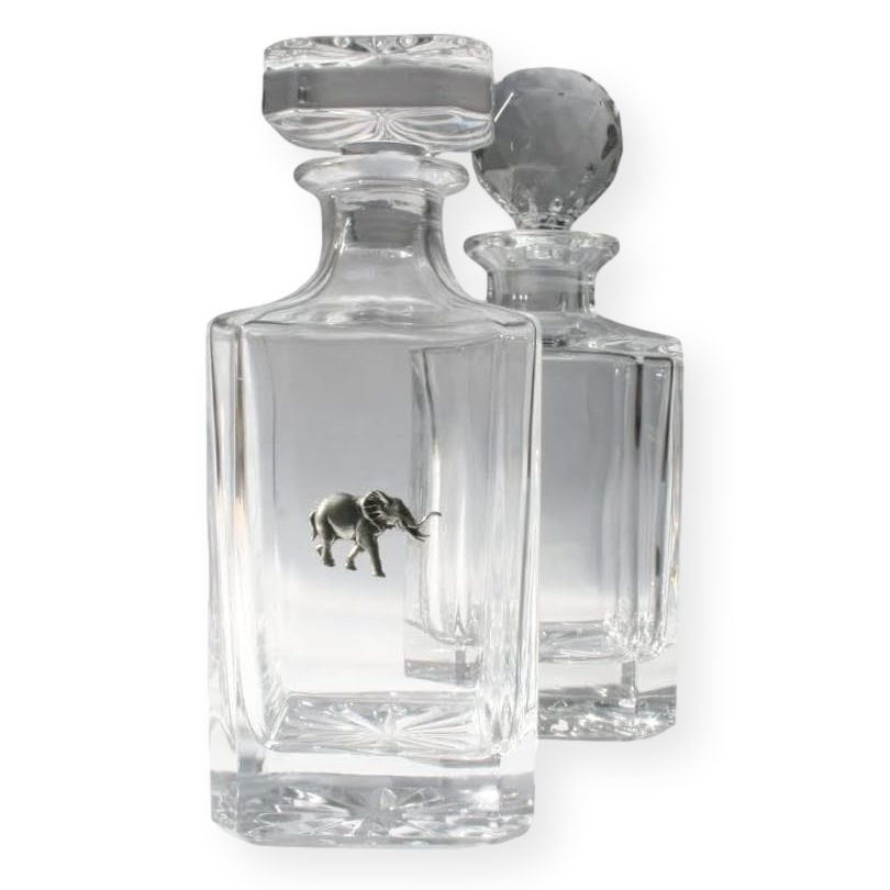 Safari Animals Cut Crystal Glass Decanters