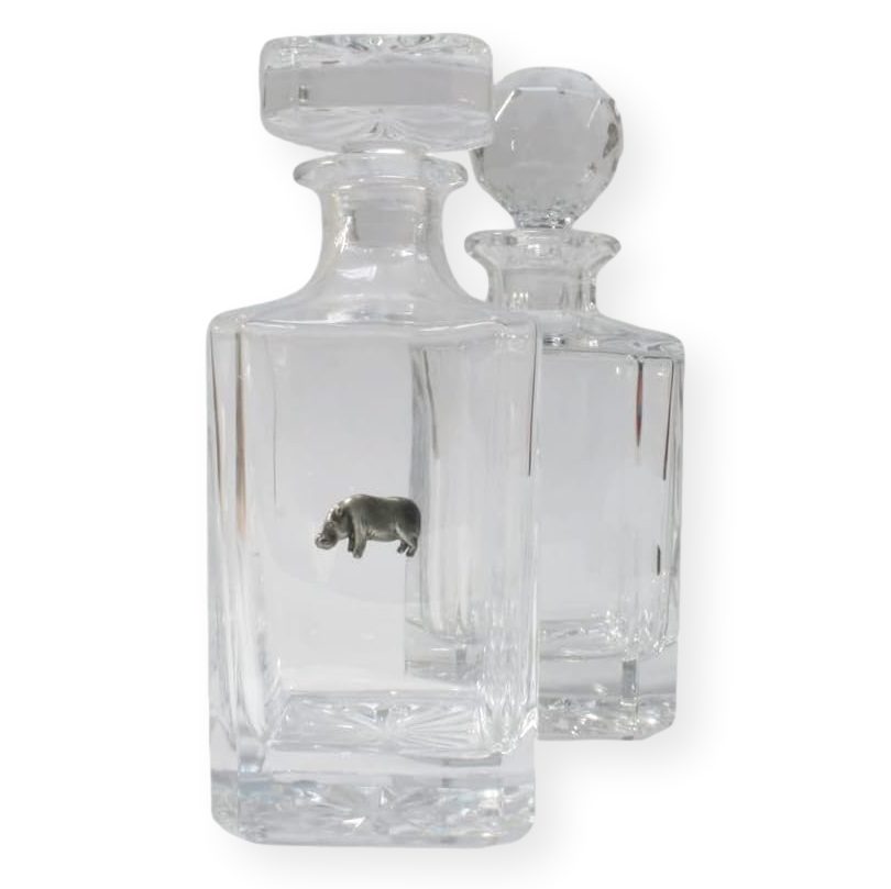 Safari Animals Cut Crystal Glass Decanters