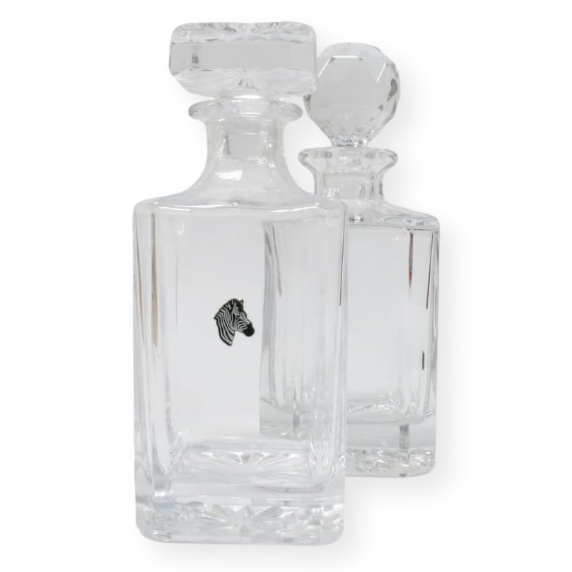 Safari Animals Cut Crystal Glass Decanters