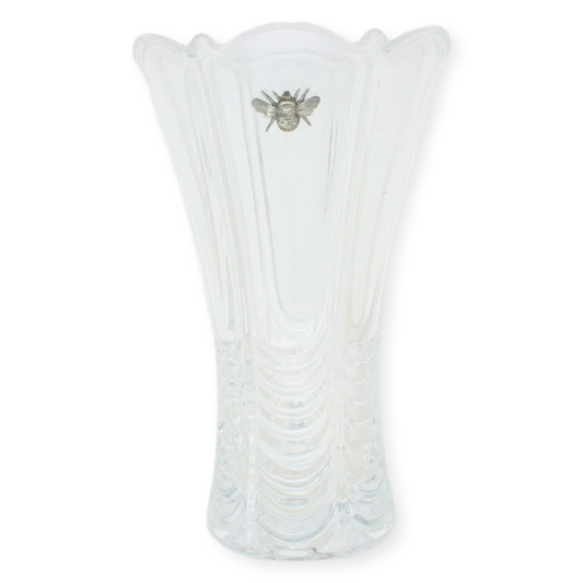 Bee's and Butterflies Glass Fluted Flower Vase