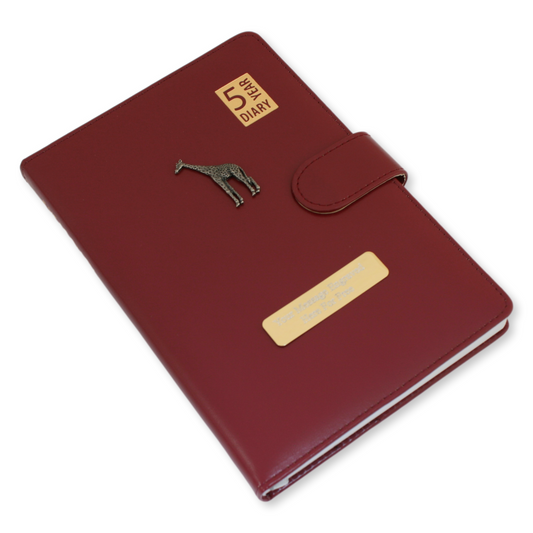 Safari Animals Red 5 Year Diary Planner A5