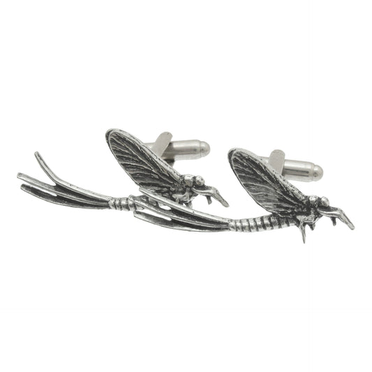 Mayfly English Pewter Cufflinks Set with Gift Box