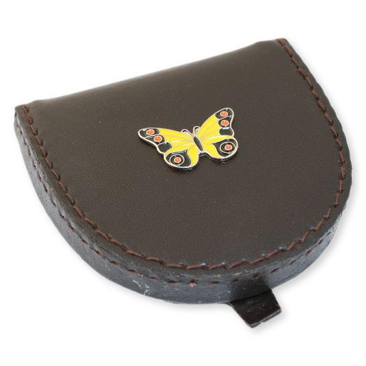 Butterflies Brown Ladies Leather Coin Purse