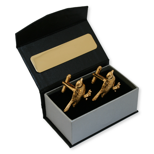 Robin Bird Gold Plated Cufflinks With Engraving Option Gift Boxed