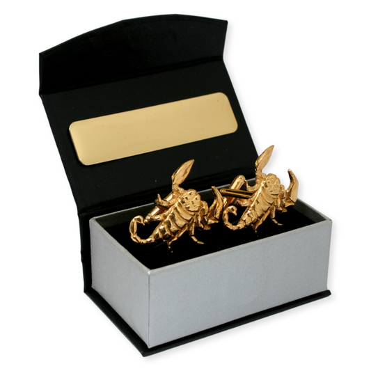 Scorpion Gold Plated Cufflinks With Engraving Option Gift Boxed